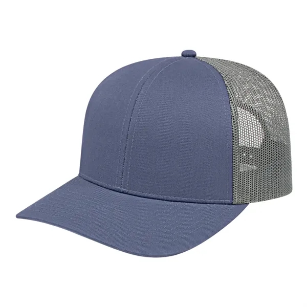 Medium profile six panel structured polyester and cotton blend cap with... from ASI 43792 Cap America Inc