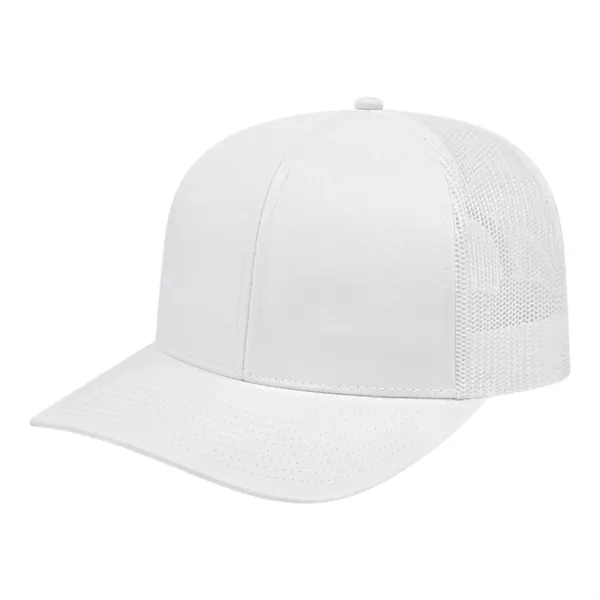 Medium profile six panel structured polyester and cotton blend cap with... from ASI 43792 Cap America Inc