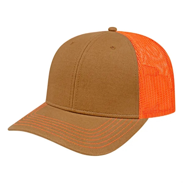 Chino twill medium profile six panel structured cap with mesh back,... from ASI 43792 Cap America Inc