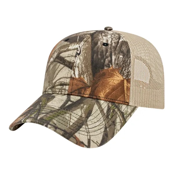 Medium profile six panel twill trucker cap with G2™ camouflage front,... from ASI 43792 Cap America Inc