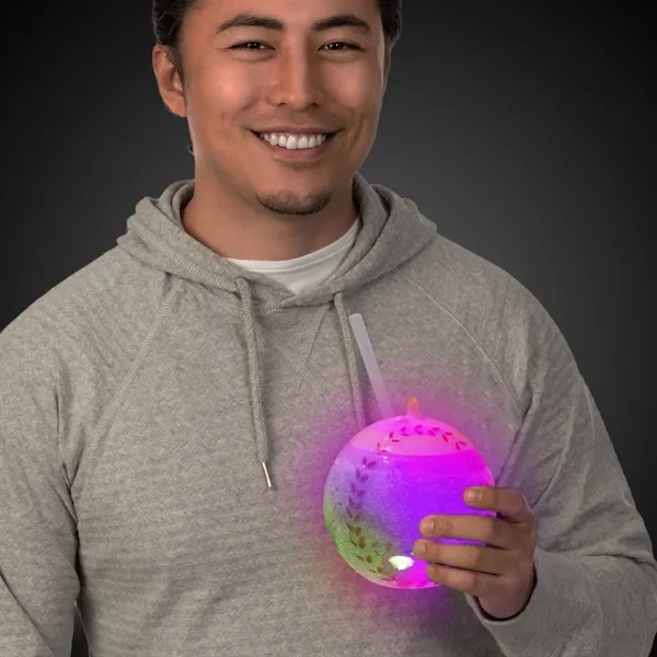 18 oz. baseball shaped plastic cup with lid, straw and 3... from ASI 42016 Brighter Promotions Inc