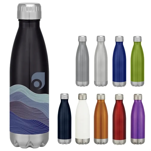 16-ounce stainless steel bottle with double-wall construction, screw-on and spill-resistant lid... from ASI 61125 Hit Promotional Products / Hit®