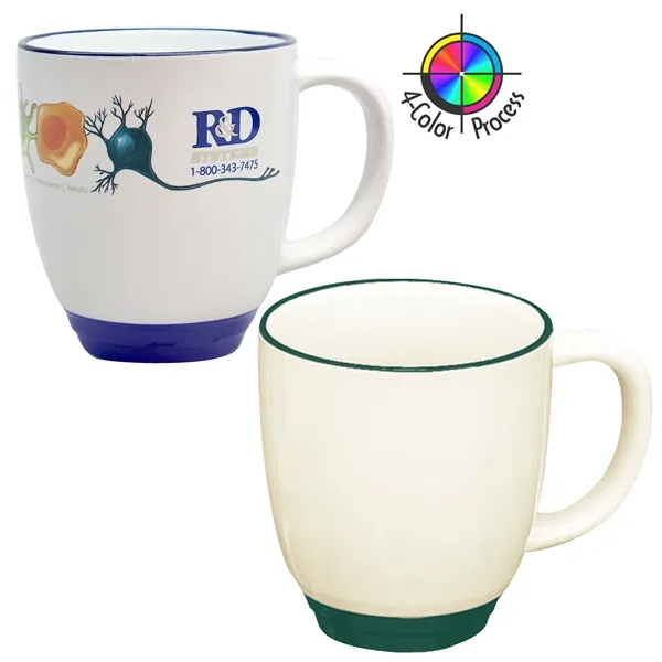 14oz Heartland Bistro Almond Mug with Trim, four color process... from ASI 80093 Pyrographics / Pyrographics Line