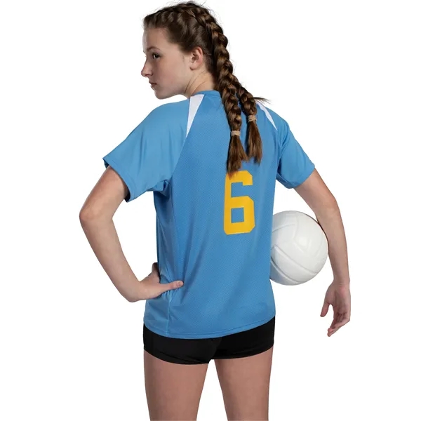 Ladies Color Cross Jersey with a v-neck collar.... from ASI 37461 Augusta Sportswear