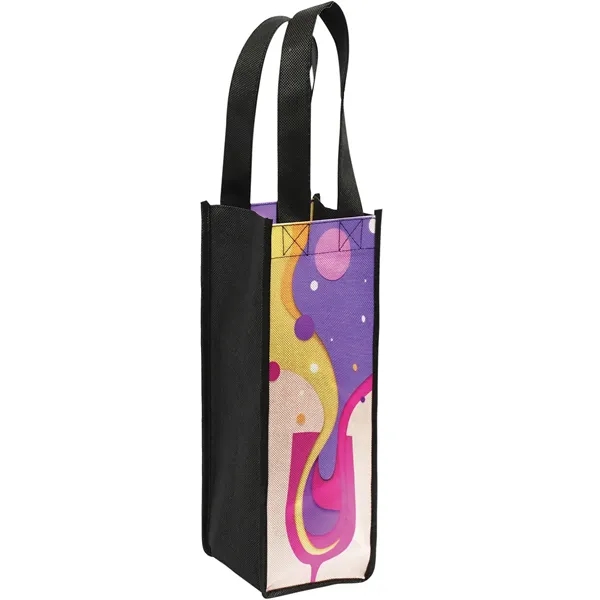 Single-bottle wine tote with full-color decoration capabilities.... from ASI 61966 HPG / BCG Creations HPG Gold