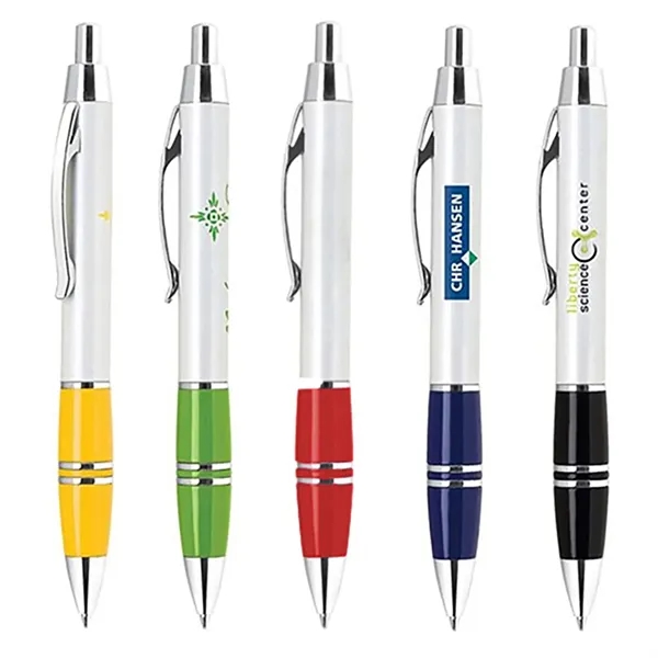 Click action pen in pearl with colored grip... from ASI 90859 Tempo Industries Inc