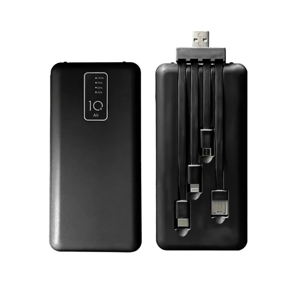 Portable 10000 mAh power bank with built-in cable plus 1 color... from ASI 37218 Athena Promo (tm)