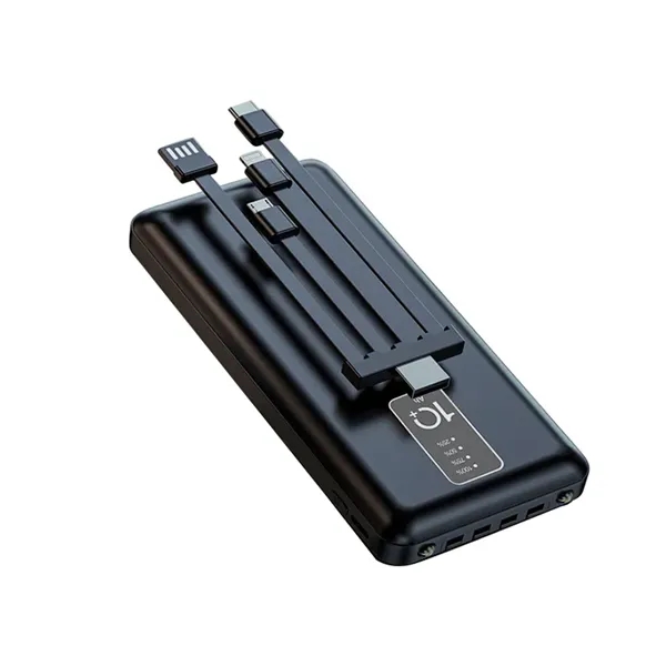 Portable 10000 mAh power bank with built-in cable plus 1 color... from ASI 37218 Athena Promo (tm)