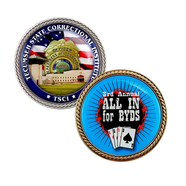 1.75" die cast zinc alloy 2-sided challenge coins with poly dome... from ASI 52263 EMT / EMT EASY