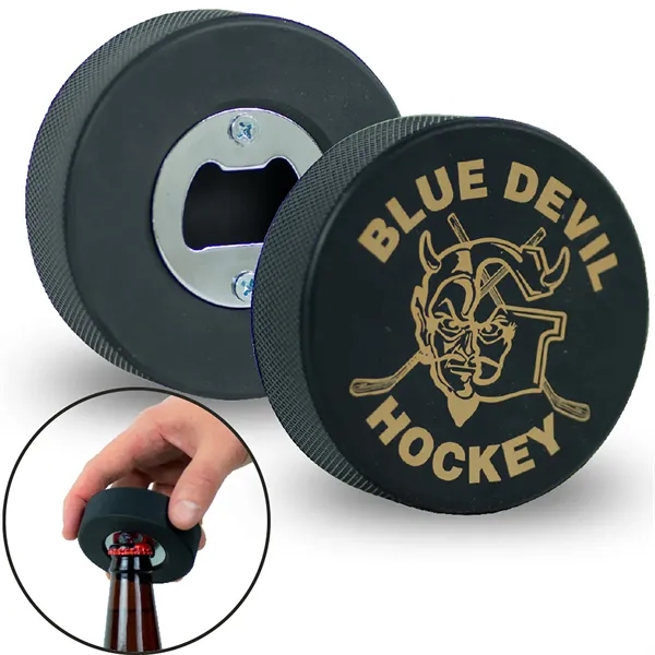 Black hockey puck designed to open bottles.... from ASI 38120 Ball Pro / Diversified Quality Kitchenware
