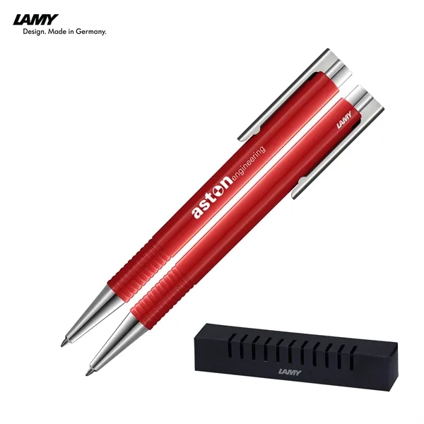 LAMY logo is a push-action ballpoint pen in plastic with a... from ASI 62820 International Merch Concepts / IMC