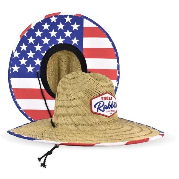 USA Flag Straw Hat with Custom patch, MOQ 10pcs, fast turnaround... from ASI 72657 Active Life Promo / Apres Ski Active Life Promo