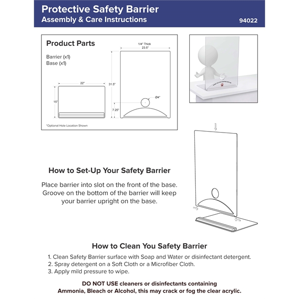 1/4" thick distancing barrier with acrylic base for doing business while... from ASI 61125 Hit Promotional Products / Hit®