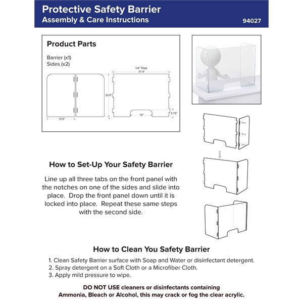 1/4" thick distancing barrier with three panels for doing business while... from ASI 61125 Hit Promotional Products / Hit®