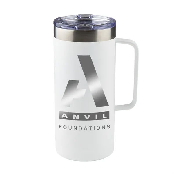 18-ounce double-wall vacuumed stainless steel tumbler with handle and clear slide-lock... from ASI 88060 Snugz/USA Inc / Sweda®