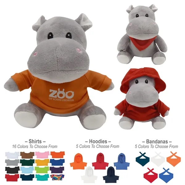 6" Herbie the Hippo polyester stuffed animal with choice of colored... from ASI 61125 Hit Promotional Products / Hit®