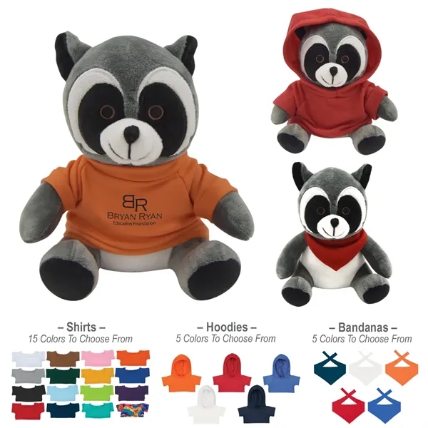 6" Rocco Racoon polyester stuffed animal with choice of colored t-shirt,... from ASI 61125 Hit Promotional Products / Hit®