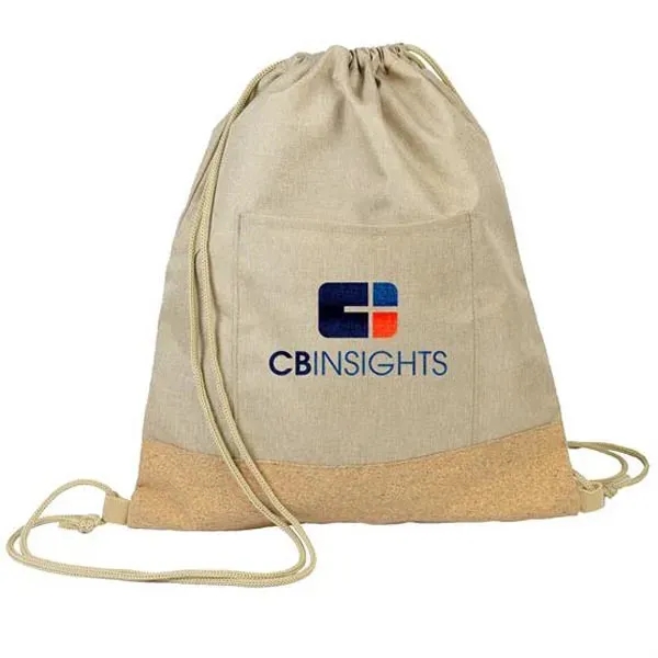 13.75" x 16.5" drawstring bag with a front pocket and cork... from ASI 90807 Tekweld