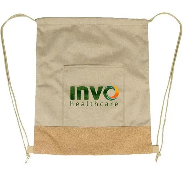 13.75" x 16.5" drawstring bag with a front pocket and cork... from ASI 90807 Tekweld