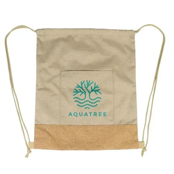 13.75" x 16.5" drawstring bag with a front pocket and cork... from ASI 90807 Tekweld