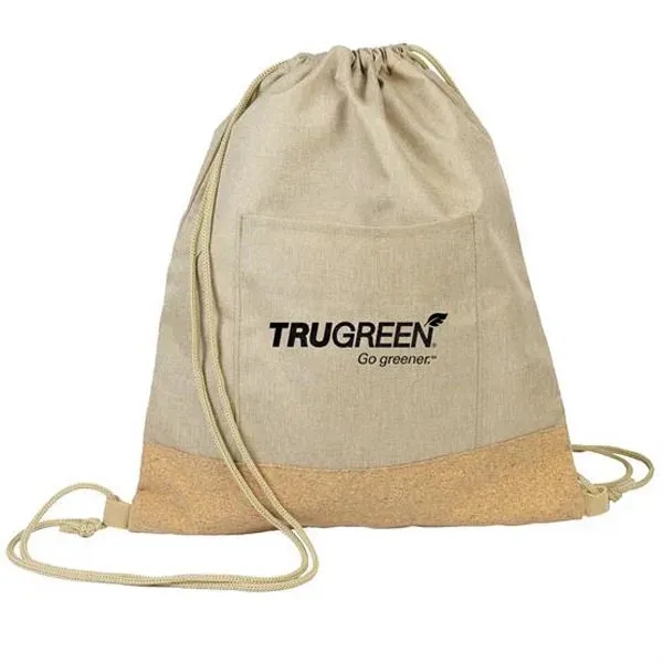 13.75" x 16.5" drawstring bag with a front pocket and cork... from ASI 90807 Tekweld