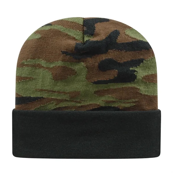 Woodland knit acrylic beanie with camouflage design. Made in the USA.... from ASI 43792 Cap America Inc