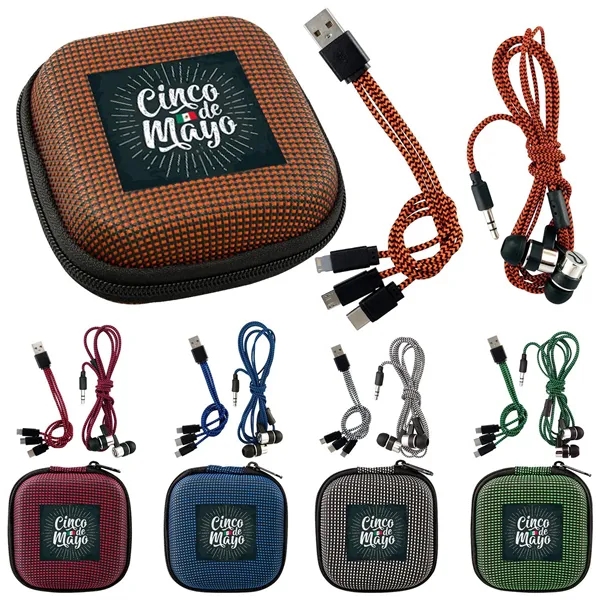 TEXTURED CHARGING CABLE EAR BUD KIT... from ASI 30208 A P Specialties