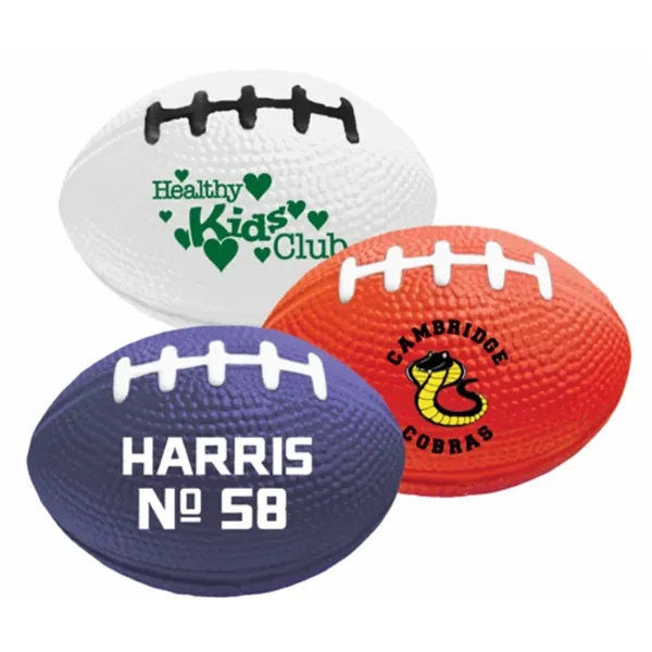 3 1/2"W x 2 1/4"H football shaped stress reliever with customization.... from ASI 55675 Galaxy Balloons Inc / Galaxy Balloons Inc
