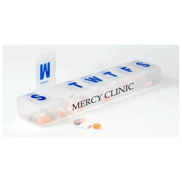 Jumbo 7-day pill case made of plastic with a labeled, hinged... from ASI 55675 Galaxy Balloons Inc