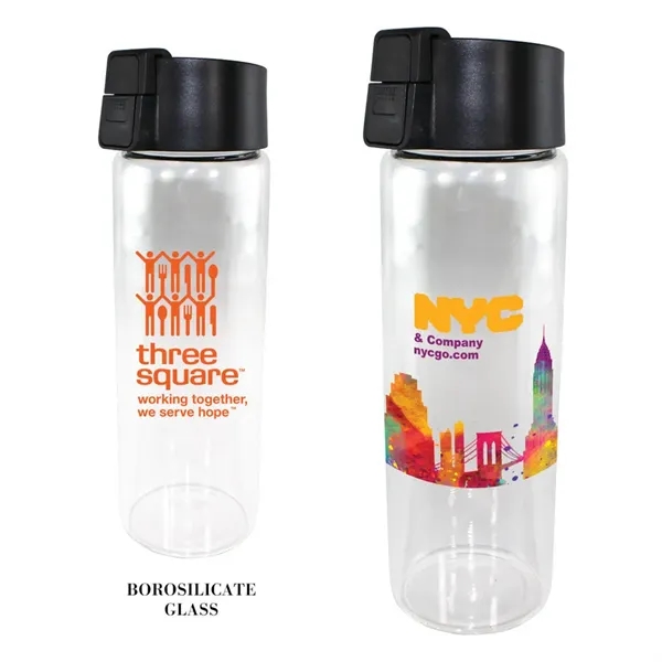 20 oz. Durable Clear Glass Bottle with Flip Top Lid... from ASI 30270 Aakron Line