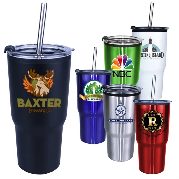20 oz. Ares Tumbler with Stainless Straw/Flip Top Lid, Full... from ASI 30270 Aakron Line