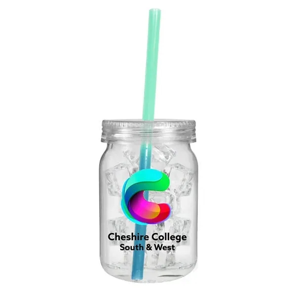 24 oz. Plastic Mason Jar with Mood™ Straw, Full Color Digi... from ASI 30270 Aakron Line