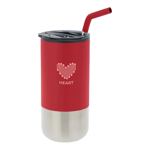 16 oz tumbler with silicone tip straw, plastic liner, silver base... from ASI 31517 Admart Products