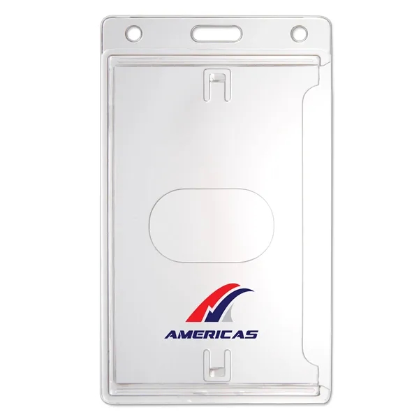 Credit-card size 1-card badge holder with thumb-notch. Durable frosted ABS plastic... from ASI 79898 Promovision / PROMOVISION