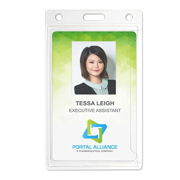 Credit-card size 1-card badge holder with thumb-notch. Durable frosted ABS plastic... from ASI 79898 Promovision / PROMOVISION