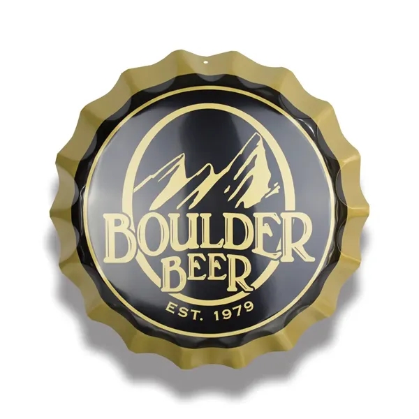 Customizable aluminum bottle cap sign with hole for hanging; measures 14"... from ASI 50120 Dixie Seal & Stamp Co Inc / Dixiline