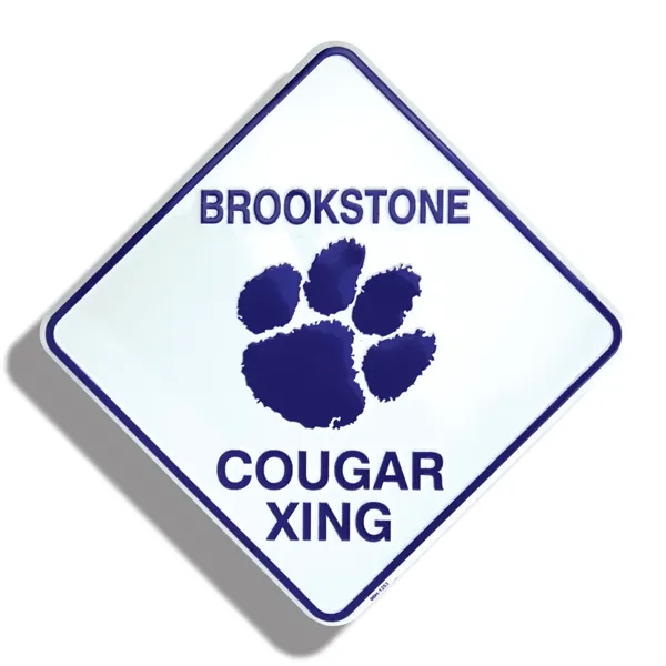 6" x 6" custom embossed caution crossing sign made of recycled... from ASI 50120 Dixie Seal & Stamp Co Inc / Dixiline