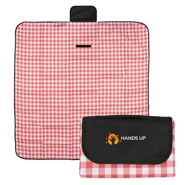 59" x 57" roll up blanket with gingham design and hook... from ASI 61125 Hit Promotional Products / Hit®