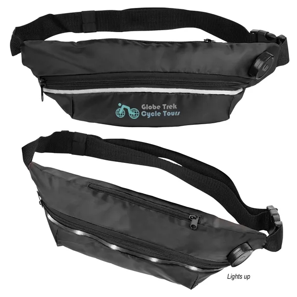 Fanny pack with battery-operated light strip, zipper closure and 60" adjustable... from ASI 61125 Hit Promotional Products / Hit®