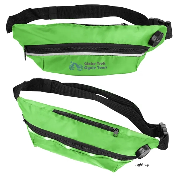 Fanny pack with battery-operated light strip, zipper closure and 60" adjustable... from ASI 61125 Hit Promotional Products / Hit®