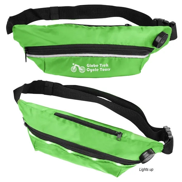 Fanny pack with battery-operated light strip, zipper closure and 60" adjustable... from ASI 61125 Hit Promotional Products / Hit®