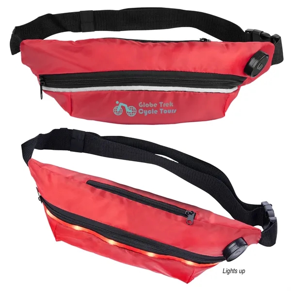 Fanny pack with battery-operated light strip, zipper closure and 60" adjustable... from ASI 61125 Hit Promotional Products / Hit®