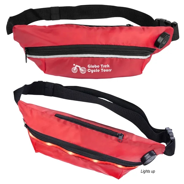 Fanny pack with battery-operated light strip, zipper closure and 60" adjustable... from ASI 61125 Hit Promotional Products / Hit®