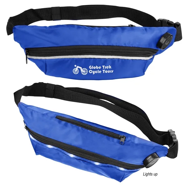 Fanny pack with battery-operated light strip, zipper closure and 60" adjustable... from ASI 61125 Hit Promotional Products / Hit®