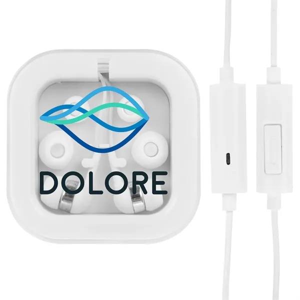 Type-C earbuds with microphone and interchangeable covers in plastic storage case... from ASI 61125 Hit Promotional Products / Hit®