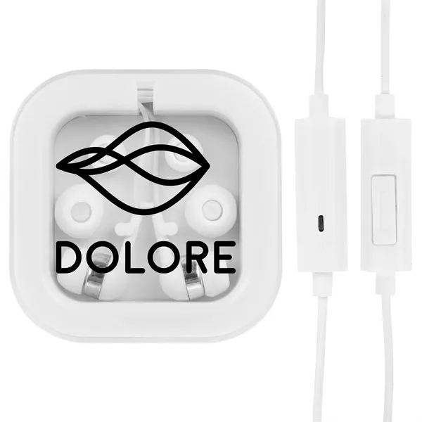 Type-C earbuds with microphone and interchangeable covers in plastic storage case... from ASI 61125 Hit Promotional Products / Hit®