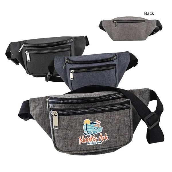 300D Heathered 3-Zipper Fanny Pack Bag... from ASI 41511 Brainchild USA Inc / BrainChild Gift Club
