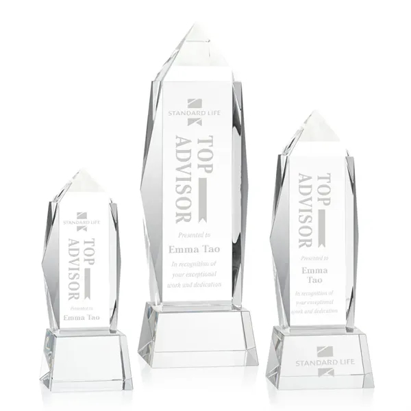 Lustrous optical crystal award with beautifully, beveled peaks and a Clear... from ASI 84592 St Regis Group / St Regis