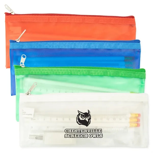 3.5"H x 8.25"W Pencil pouch with zipper closure and CPSIA compliant... from ASI 54040 Fey Promo / Fey Binders and Organization Solutions