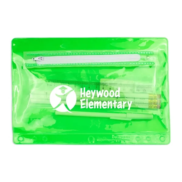 6.25"H x 9.25"W Clear zippered School kit includes pencils, stick pen,... from ASI 54040 Fey Promo / Fey Binders and Organization Solutions